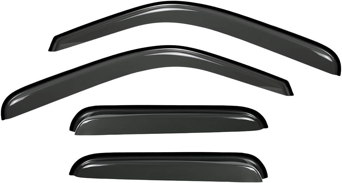 4pcs Compatible with 99-06 Silverado Sierra 07 Classic Extended Cab Dark Smoke Out-Channel Outside Mount Style Wind Sun Rain Guard Vent Shade Deflector Window Visorss